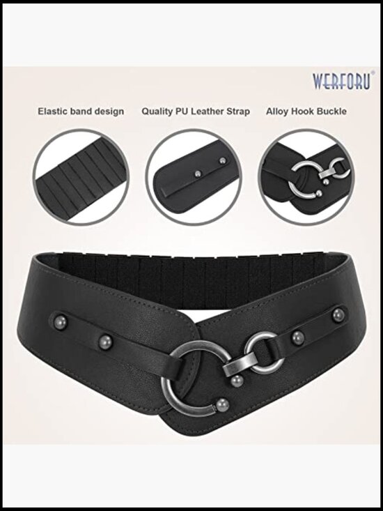 Vintage Stretch Waist Belt with Interlocking Buckle Y2K Chic Retro